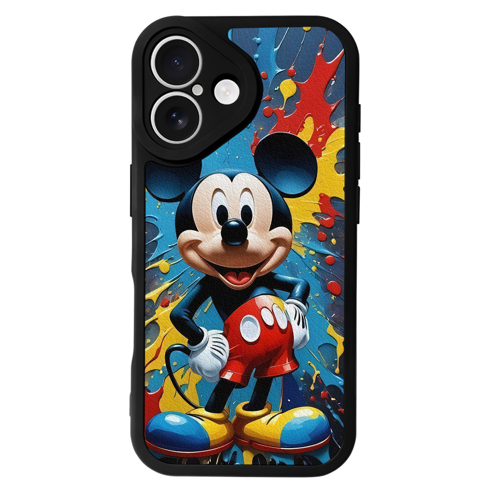 （画像用） ミッキーマウス Mickey Mouse 【iPhone 16シリーズ対応】シリコンスマホケース（レザー調） 材質：シリコン